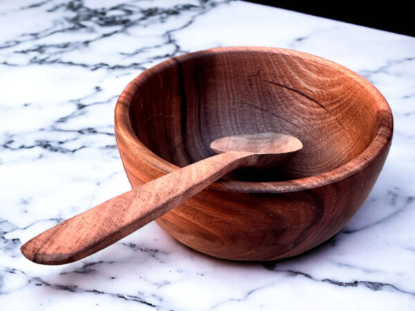 🥗 Moroccan Walnut Wood Salad Bowl Set of 4
