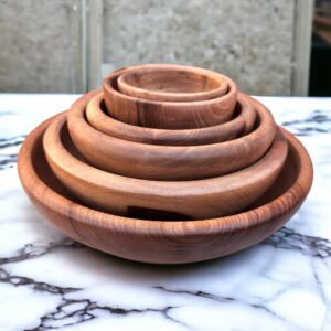 🥗 Moroccan Walnut Wood Salad Bowl Set of 4