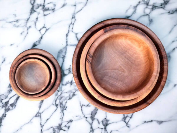 🥗 Moroccan Walnut Wood Salad Bowl Set of 4