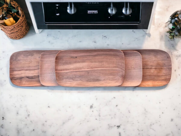 🪵 Hand-Carved Moroccan Walnut Wood Trays – Set of 3