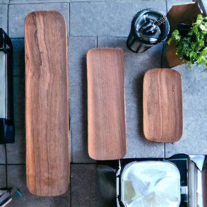 🪵 Hand-Carved Moroccan Walnut Wood Trays – Set of 3