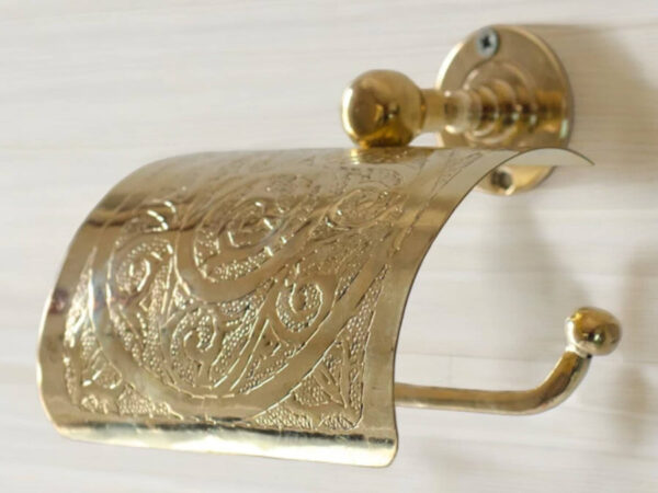 🧻 Handcrafted Solid Brass Toilet Paper Holder | Vintage Wall-Mounted Roll Dispenser