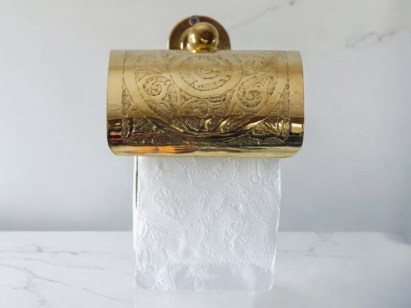 🧻 Handcrafted Solid Brass Toilet Paper Holder | Vintage Wall-Mounted Roll Dispenser