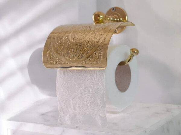 🧻 Handcrafted Solid Brass Toilet Paper Holder | Vintage Wall-Mounted Roll Dispenser