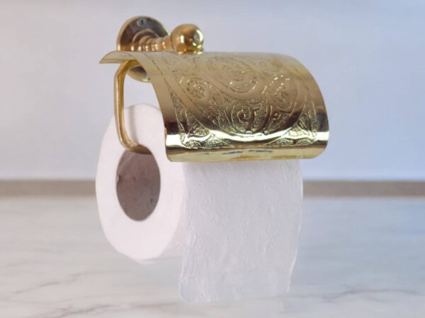 🧻 Handcrafted Solid Brass Toilet Paper Holder | Vintage Wall-Mounted Roll Dispenser