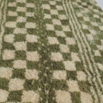Mouassine – Checkered Olive Green Moroccan Rug | Ultra Soft Beni Ourain Wool Rug