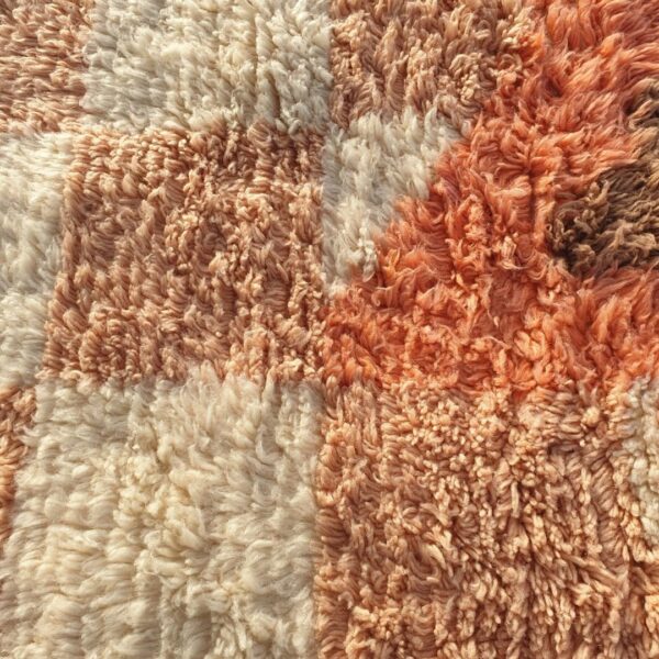 Dabachi – Rust Pink Checkered Moroccan Rug | Ultra Soft Beni Ourain Wool Rug
