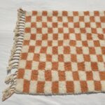 Farlacha | Beni Ourain Moroccan Rug 4x5 ft Terracotta Checkered | 4'x5'61 Ft | 120x171 cm