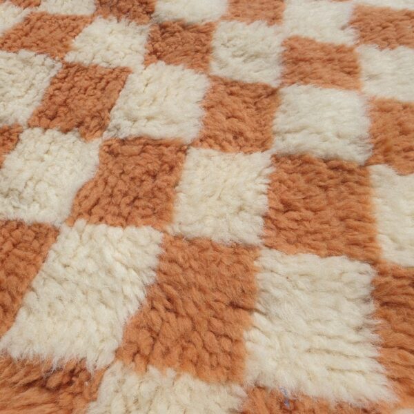 Farlacha | Beni Ourain Moroccan Rug 4x5 ft Terracotta Checkered | 4'x5'61 Ft | 120x171 cm