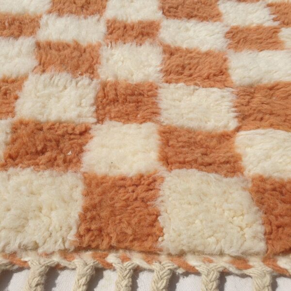 Farlacha | Beni Ourain Moroccan Rug 4x5 ft Terracotta Checkered | 4'x5'61 Ft | 120x171 cm