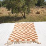 Farlacha | Beni Ourain Moroccan Rug 4x5 ft Terracotta Checkered | 4'x5'61 Ft | 120x171 cm