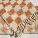 Farlacha | Beni Ourain Moroccan Rug 4x5 ft Terracotta Checkered | 4'x5'61 Ft | 120x171 cm