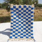 Marjana | Beni Ourain Moroccan Rug 3x5 ft Cobalt Blue Checkered | 3'44x5'12 Ft | 105x156 cm