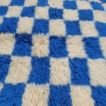 Marjana | Beni Ourain Moroccan Rug 3x5 ft Cobalt Blue Checkered | 3'44x5'12 Ft | 105x156 cm