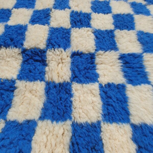 Marjana | Beni Ourain Moroccan Rug 3x5 ft Cobalt Blue Checkered | 3'44x5'12 Ft | 105x156 cm