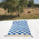 Marjana | Beni Ourain Moroccan Rug 3x5 ft Cobalt Blue Checkered | 3'44x5'12 Ft | 105x156 cm