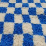 Marjana | Beni Ourain Moroccan Rug 3x5 ft Cobalt Blue Checkered | 3'44x5'12 Ft | 105x156 cm