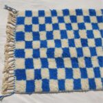 Marjana | Beni Ourain Moroccan Rug 3x5 ft Cobalt Blue Checkered | 3'44x5'12 Ft | 105x156 cm