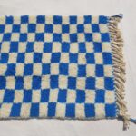 Marjana | Beni Ourain Moroccan Rug 3x5 ft Cobalt Blue Checkered | 3'44x5'12 Ft | 105x156 cm