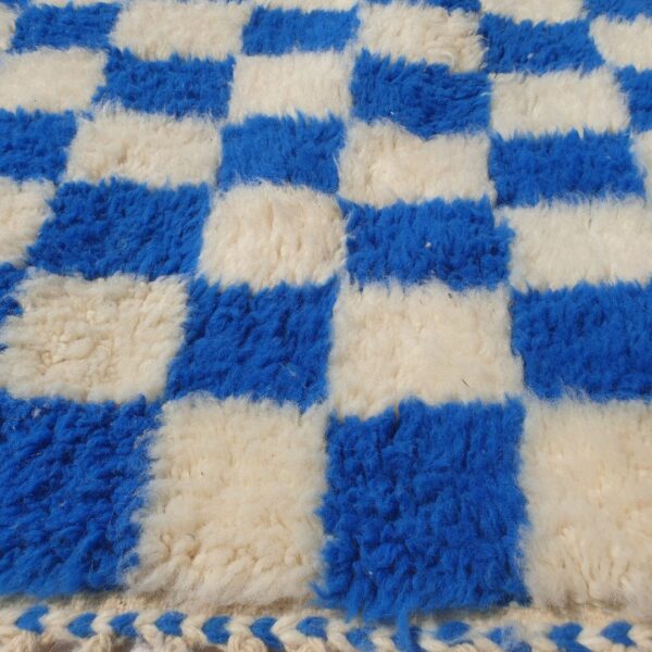 Marjana | Beni Ourain Moroccan Rug 3x5 ft Cobalt Blue Checkered | 3'44x5'12 Ft | 105x156 cm