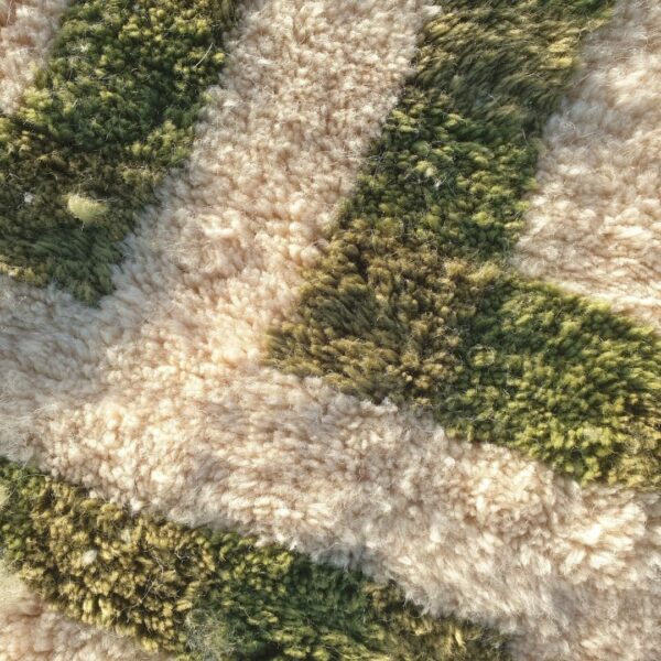 Mouassine – Checkered Olive Green Moroccan Rug | Ultra Soft Beni Ourain Wool Rug
