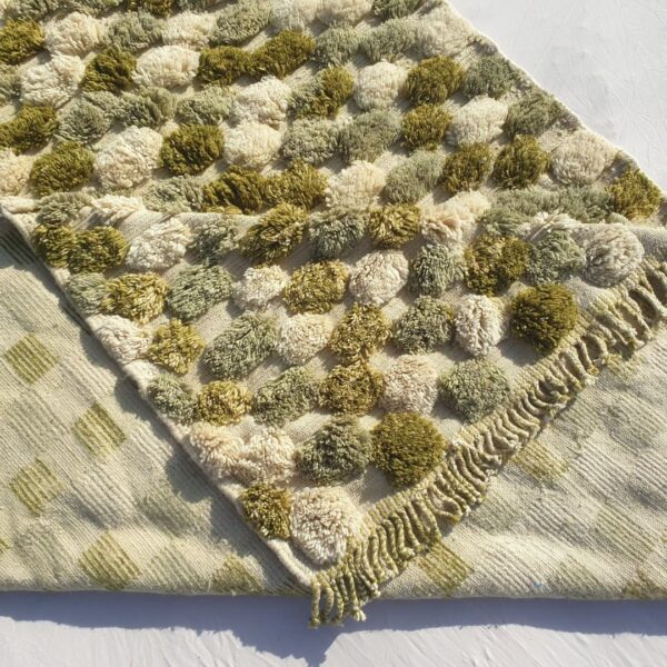 Nabba – Sage Green Checkered Moroccan Shag Rug | Luxury Beni Mrirt Wool Rug