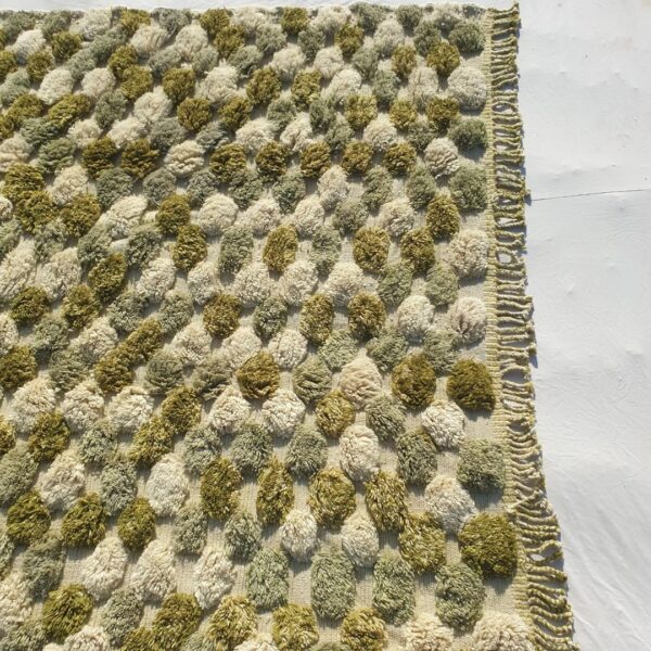 Nabba – Sage Green Checkered Moroccan Shag Rug | Luxury Beni Mrirt Wool Rug