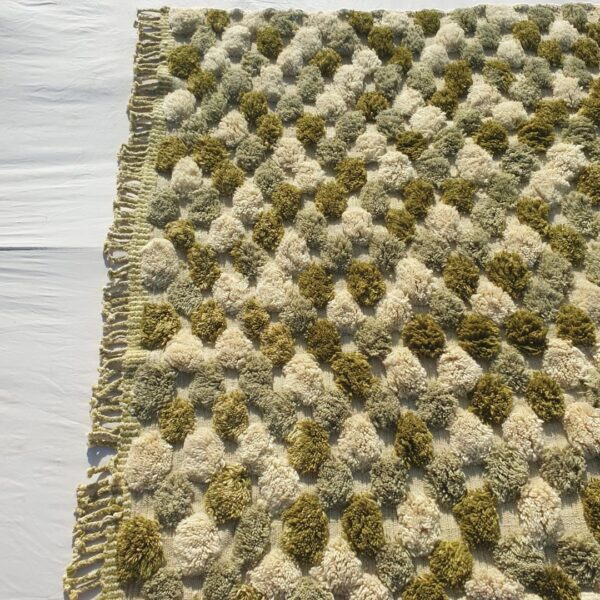 Nabba – Sage Green Checkered Moroccan Shag Rug | Luxury Beni Mrirt Wool Rug