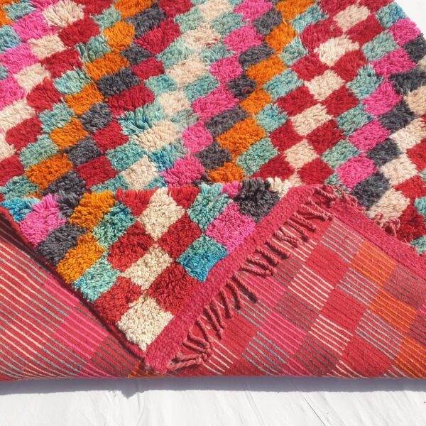 Stila – Colorful Checkered Moroccan Rug 7x8 | Luxurious Beni Mrirt