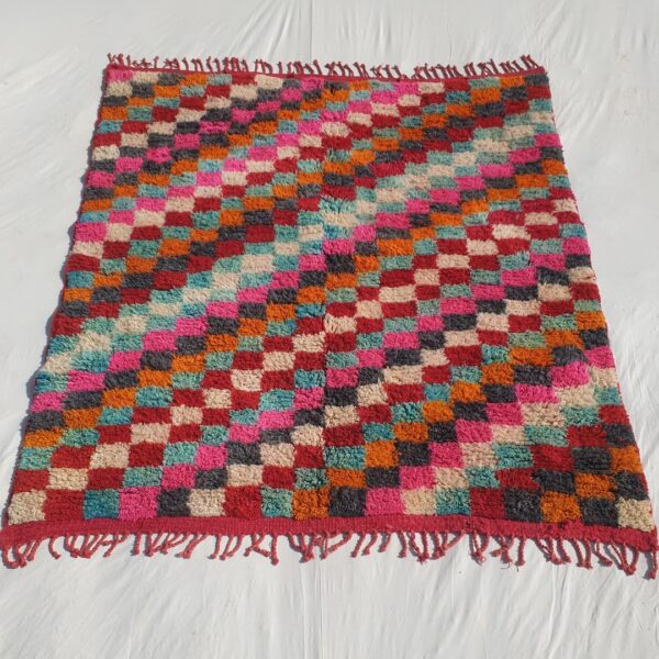 Stila – Colorful Checkered Moroccan Rug 7x8 | Luxurious Beni Mrirt