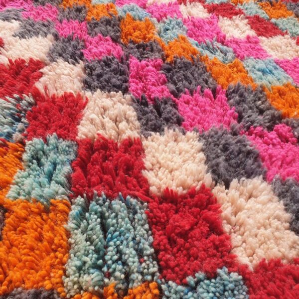 Stila – Colorful Checkered Moroccan Rug 7x8 | Luxurious Beni Mrirt