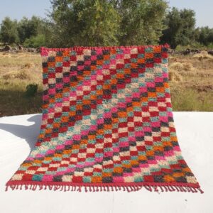 Stila – Colorful Checkered Moroccan Rug 7x8 | Luxurious Beni Mrirt