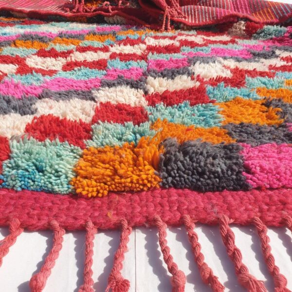Stila – Colorful Checkered Moroccan Rug 7x8 | Luxurious Beni Mrirt