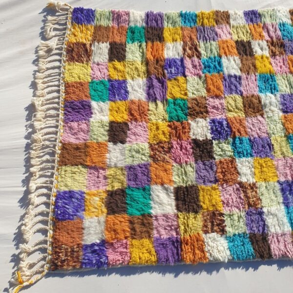 Talina – Multicolored Checkered Authentic Soft Beni Ourain Moroccan Rug
