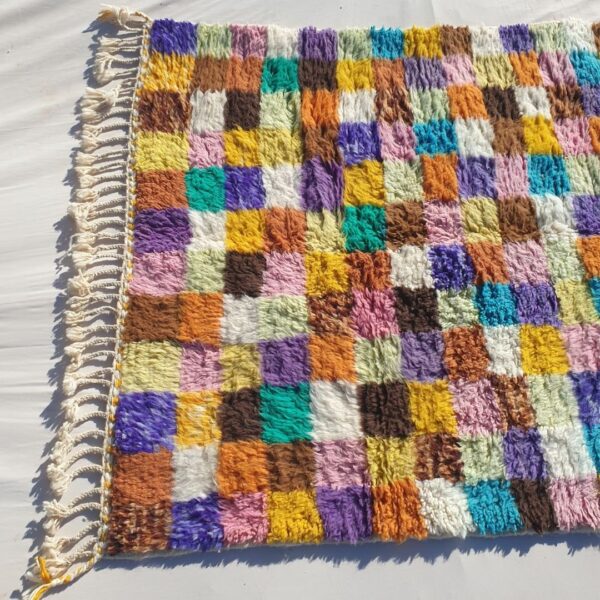 Talina – Multicolored Checkered Authentic Soft Beni Ourain Moroccan Rug