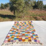 Talina – Multicolored Checkered Authentic Soft Beni Ourain Moroccan Rug