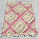 Tiwli | White & Pink Moroccan Rug 3x5 – Beni Ourain Ultra Soft | 115x166 cm