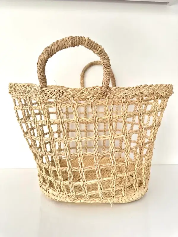 Bohemian Basket – Handwoven Palm Leaf Storage & Decorative Basket