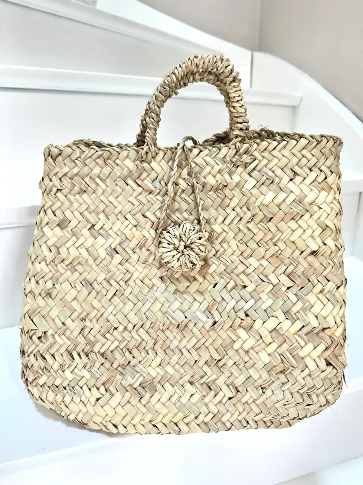 Handwoven Palm Leaf Handbag – Moroccan Artisan Tote for Everyday Use