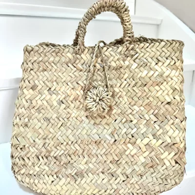 Handwoven Palm Leaf Handbag – Moroccan Artisan Tote for Everyday Use