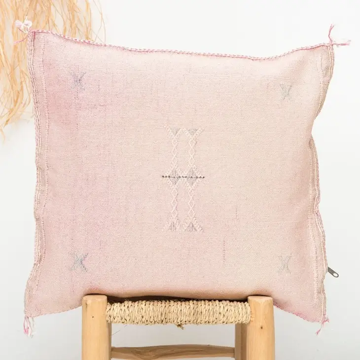 Pink Sabra Cover - Moroccan Cactus Silk Lumbar Pillow | Boho Chic Cushion