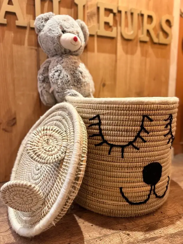 Bear Basket – Handwoven Moroccan Storage with Adorable Bear Ears