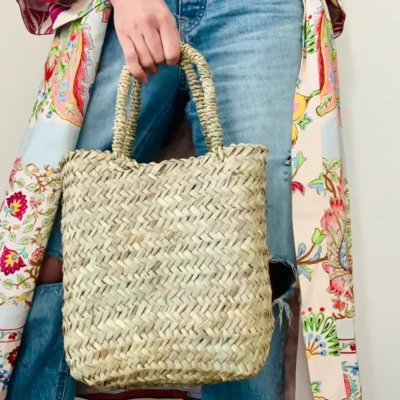 Handwoven Palm Leaf Tote Bag | Rectangular Eco-Friendly Bag | 28x24x12 cm
