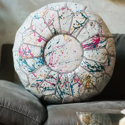 173137ef50c875a8b5658dbaaa48a5bede1833db0c34c022fe5577e444ee02a7.webp Rainbow Moroccan Round Leather Pouf 🌈✨