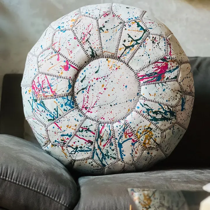 173137ef50c875a8b5658dbaaa48a5bede1833db0c34c022fe5577e444ee02a7.webp Rainbow Moroccan Round Leather Pouf 🌈✨