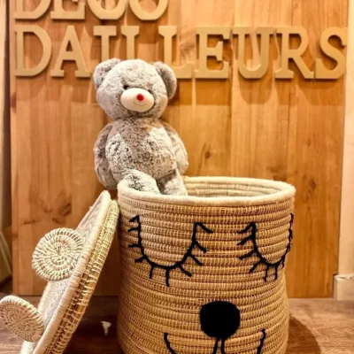 Bear Basket – Handwoven Moroccan Storage with Adorable Bear Ears