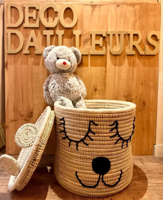 Bear Basket – Handwoven Moroccan Storage with Adorable Bear Ears