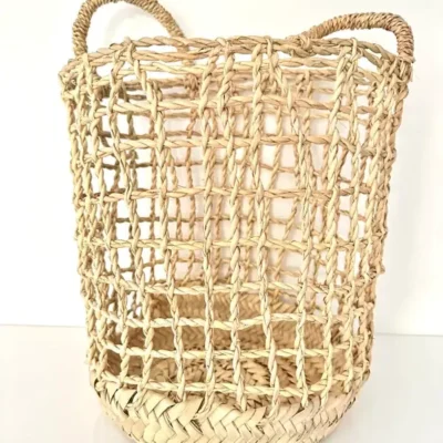 Bohemian Basket – Handwoven Palm Leaf Storage & Decorative Basket