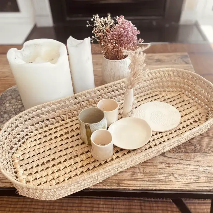 Woven Palm Leaf Tray 🍽️ - 70cm x 30cm