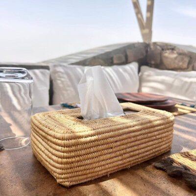 Handwoven Raffia Tissue Box Cover – Boho Natural Home Decor